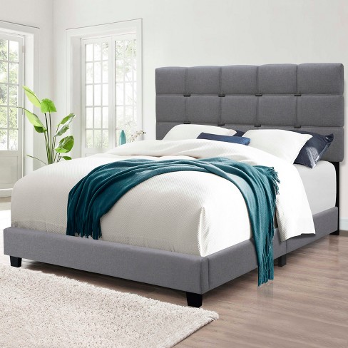 Queen Size Upholstered Platform Bed With Height-adjustable Headboard ...