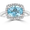 Pompeii3 2ct Oval Blue Topaz and Diamond Halo Ring 10K White Gold - 2 of 4