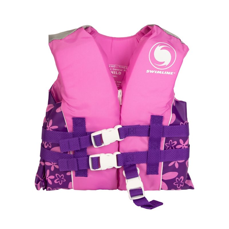 Swimline Children's USCG Approved Swimming Pool Floral Vinyl Life Vest - Pink - XS, 1 of 4