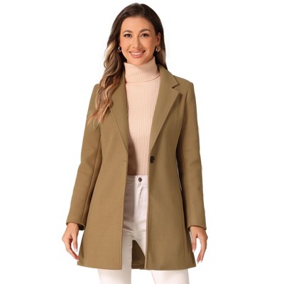 INSPIRE CHIC Women's Regular Fit Notched Lapel Long Sleeve Buttoned Classic Coat