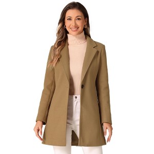 INSPIRE CHIC Women's Regular Fit Notched Lapel Long Sleeve Buttoned Classic Coat - 1 of 4