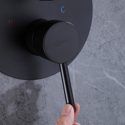 Matte Black Stainless Steel Rain Shower Faucet Set with Handle