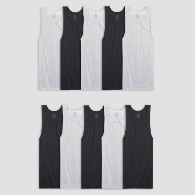 Image of Fruit of the Loom Men's 10pk A-Shirt - Black/Gray XL