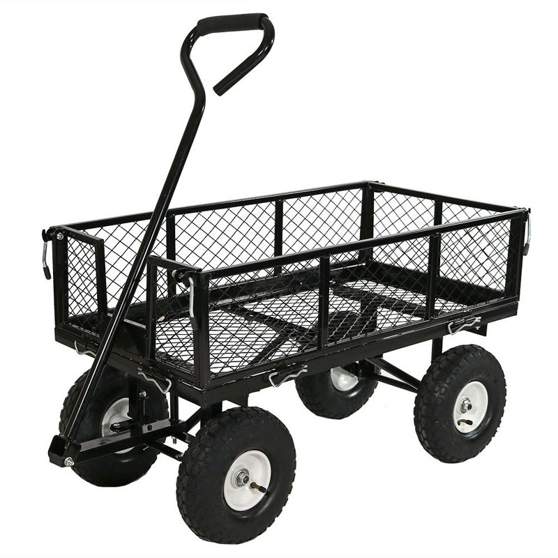 Sunnydaze Outdoor Lawn and Garden Heavy-Duty Durable Steel Mesh Utility Wagon Cart with Removable Sides, 1 of 13