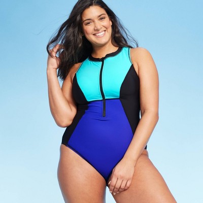 womens zip up one piece swimsuit