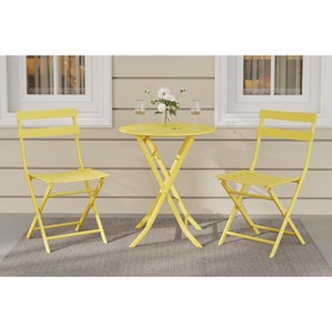 3-Piece Patio Bistro Set Folding Bistro Table and 2 Chairs Outdoor Furniture Sets with Premium Frame Space Saving Weather Resistant for Bistro Balcony - 1 of 4