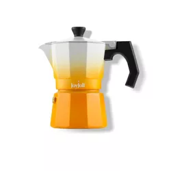 JoyJolt Italian Moka Pot 6 Cup Stovetop Espresso Maker Aluminum Coffee Percolator Coffee Pot Orange