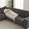 110" Oversized L-Shaped Corduroy Corner Sofa with USB & Type-C Port, Storage Armrest, Cup Holders, Deep Seat Sectional Couch for Living Room - 2 of 4