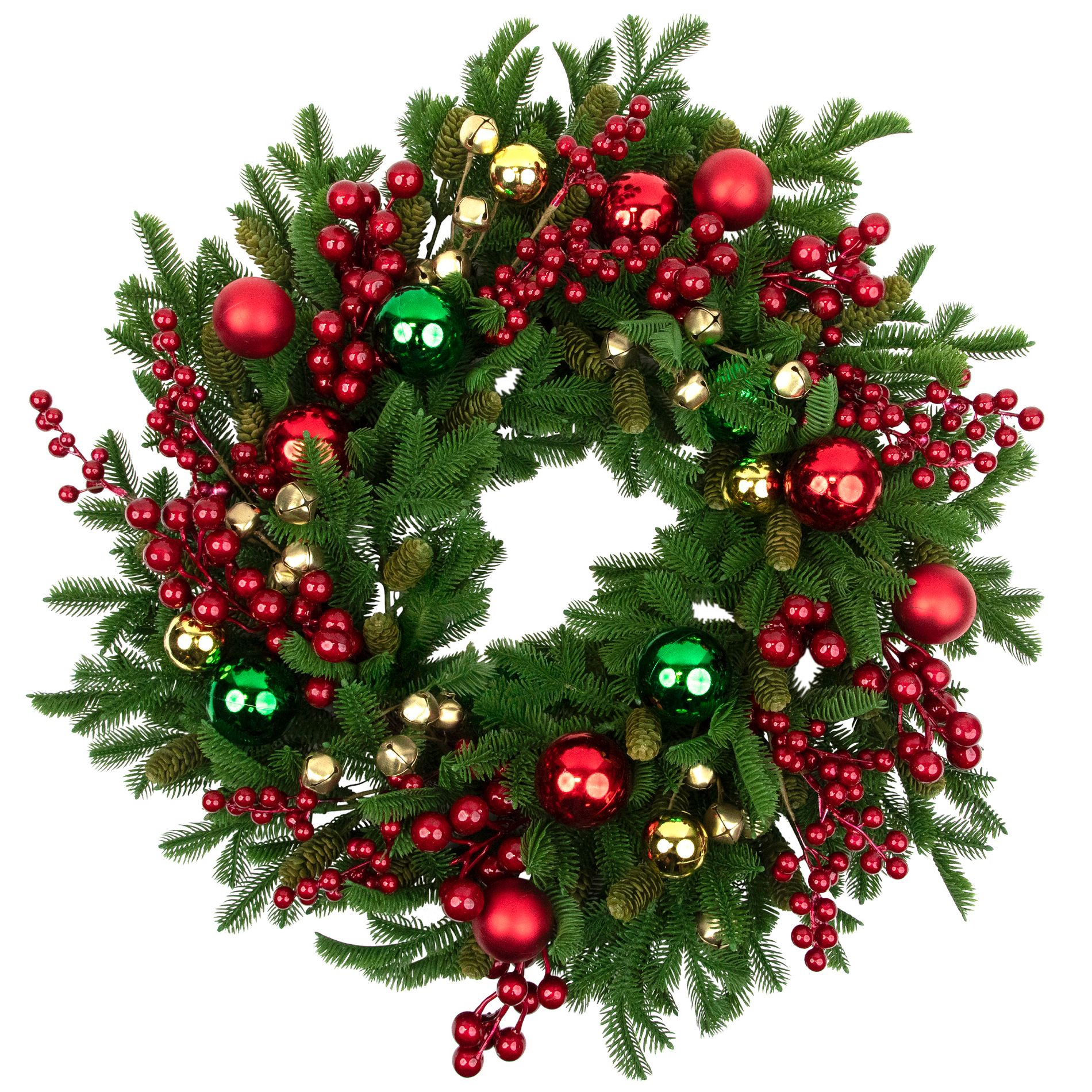 Northlight Pine with Ornaments and Berries Artificial Christmas Wreath - 24" - Unlit