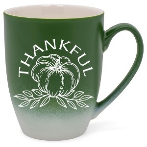 Elanze Designs Thankful Pumpkin Two Toned Ombre Matte Green and White 12 ounce Ceramic Stoneware Coffee Cup Mug - 1 of 4