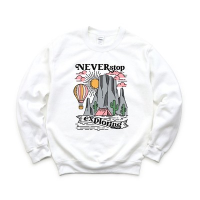 Simply Sage Market Women's Graphic Sweatshirt Never Stop Exploring - 2XL - White