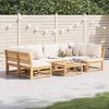 vidaXL 7 Piece Patio Lounge Set with Cushions - Solid Acacia Wood Furniture - Garden/Patio Seating - Cream White Seats - Modular Design - 2 of 4