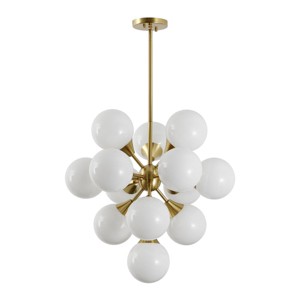 Delvine 13 Light 24" Height Adjustable Chandelier - CHA4080 - Brass/White - Safavieh - 1 of 4