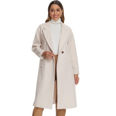 INSPIRE CHIC Women's Notch Lapel Double-Breasted Mid-Length Long Coat
