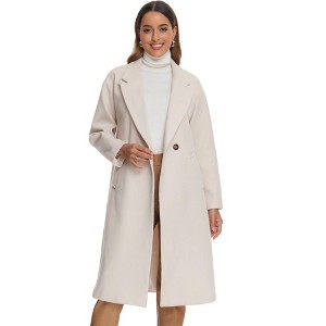 INSPIRE CHIC Women's Notch Lapel Double-Breasted Mid-Length Long Coat - 1 of 4