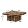 NicBex 35.43" W Square Wood Coffee Table Center Dining Table with LED Lights for Living Room - 3 of 4