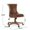 Office Chair with Wheels, Swivel Lift Desk Chair with Weathered Wood Base and Faux Leather Upholstered Seat-Maison Boucle - 3 of 4