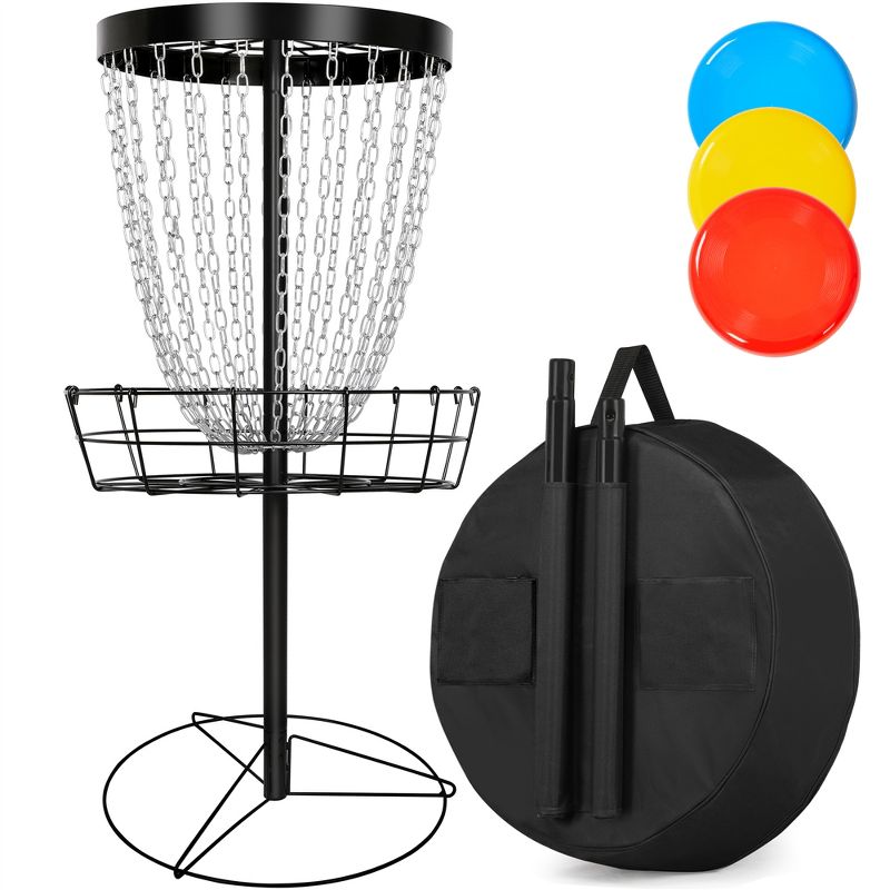 Yaheetech 24-Chain Disc Golf Basket Flying disc Golf Basket with 3 Discs, 1 of 8