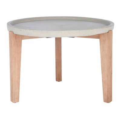 Valton Side Table - Natural/Light Gray - Safavieh