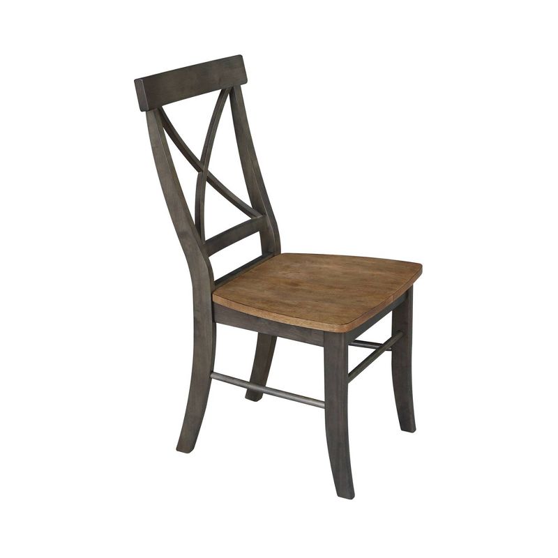 Set of 2 X Back Chairs with Wood Seat Hickory Brown - International Concepts, 5 of 12