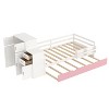 NicBex Twin Size Multifunctional Wood Platform Bed, Trundle Bed with Sample Bookshelf and Movable Wardrobe, Space-Saving Design for Bedroom - 4 of 4