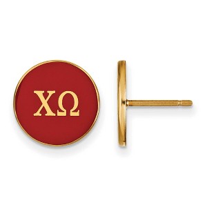 Black Bow Jewelry 14k Yellow Gold Plated Sterling Silver Chi Omega Greek Life Stud Earrings - 1 of 3