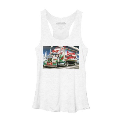 Women's Design By Humans Truck Driver Christmas Shirt Seasons Greetings By Galvanized Racerback Tank Top