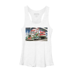 Women's Design By Humans Truck Driver Christmas Shirt Seasons Greetings By Galvanized Racerback Tank Top - 1 of 3