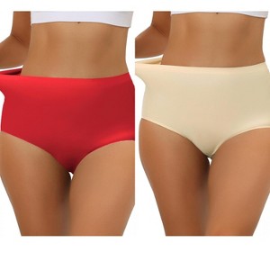 Allegra K Women's Elastic High Waist Unlined Breathable No-Show Hipster Underwear 2 Packs - 1 of 4