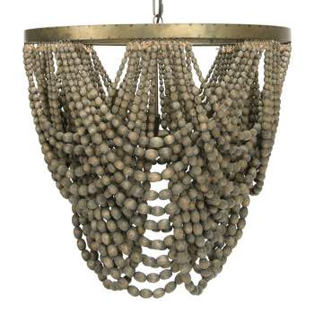 Metal Chandelier with Draped Wood Beads - Storied Home
