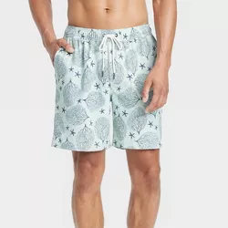 Men's 7" Coral Swim Trunk with Boxer Brief Liner - Goodfellow & Co™ Green