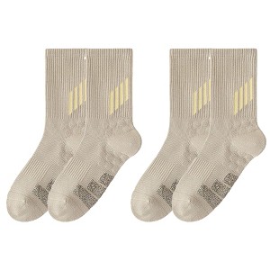Anna-Kaci Women's 2-Pair Ribbed Crew Socks with Contrast Toe and Heel Design and Modern Abstract Knit Pattern - 1 of 3