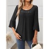 Women's 3/4 Sleeve Tops Sparkly Dressy Casual Double Layers Mesh Shirt Business Work Blouses Office Tunic Tops - 4 of 4