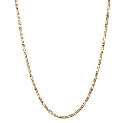 Black Bow Jewelry 3.25mm 14k Yellow Gold Solid Flat Figaro Chain Necklace