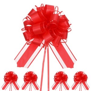Unique Bargains Plastic Flower Ribbon Satin Gift Bow Pull Bows 12 Pcs - 1 of 4