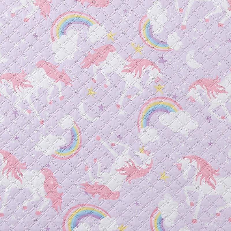 Twin 3pc Rainbow Unicorn Kids&#39; Quilt Set Purple - My World, 3 of 7