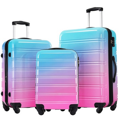 YONWAY Hardside Luggage Sets, 3 Piece Gradient Color Expandable Suitcase, with Spinner Wheels and TSA Lock, Lightweight 20" 24" 28"