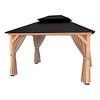 HAPPATIO 11' × 13' Wood Gazebo, Outdoor Hardtop Gazebo with Mosquito Nets and Curtains - 3 of 4