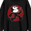 Felix Whistle While You Work on Red Circle frame on Black Long Sleeve Adult crew neck - 2 of 3