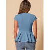 INSPIRE CHIC Women's Elegant Round Neck Cap Sleeve Solid Color Peplum Blouses - 4 of 4