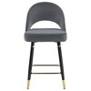 Velvet Open Back Counter Stools, Set of 2, Mid-Century Glam, Accents, Ideal for Kitchen Island or Home Bar - 3 of 4