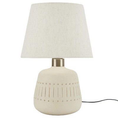 16" Bohemian Textured Ceramic Cream Table Lamp - Nourison