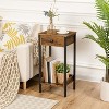 MaseiKar Tall End Table, Nightstand, Industrial Side Table with Drawer and Storage Shelf, for Study, Bedroom, Space Saving, Rustic Brown and Black - 2 of 4