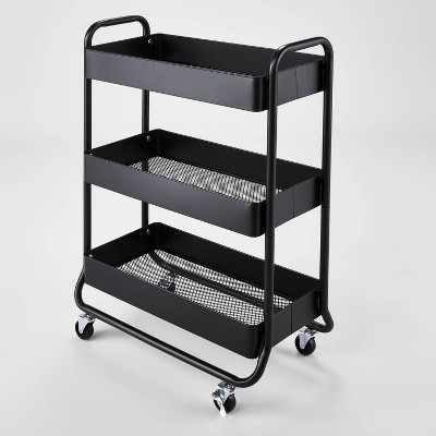 Wide Metal Utility Cart Black - Brightroom&#8482;