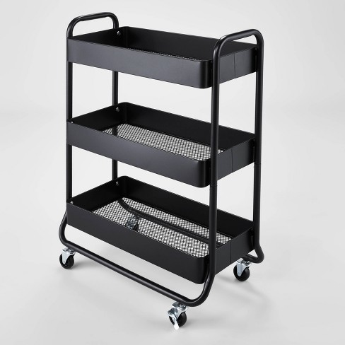 Wide Metal Utility Cart Black - Brightroom™ : Target