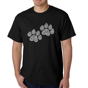 LA Pop Art Men's Word Art T-shirt - Woof Paw Prints - 1 of 4