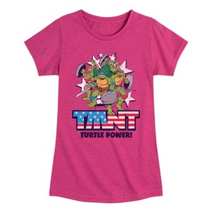 Girls' - Teenage Mutant Ninja Turtles - Turtle Power Americana Fitted Short Sleeve Graphic T-Shirt - 1 of 4