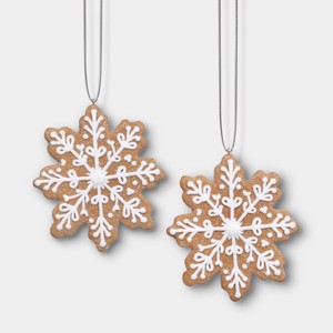 2ct Gingerbread Snowflake Christmas Tree Ornament Set - Wondershop