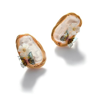 SOHI Women's White  Butterfly Stud Earrings