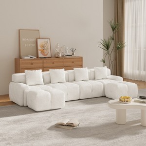 KWPZQEB Modern Sectional Couches, Oversized Modular Sectional Sofa with Movable Ottoman & Pillows, Cloud Tufted Sofa Couch for Living Room - 1 of 4